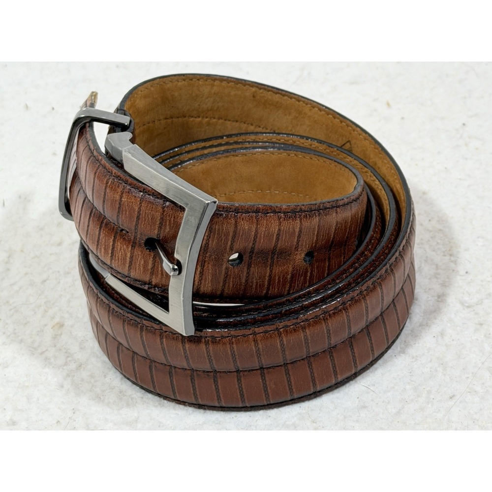 Lejon Calfskin Leather Belt Mens 46 Brown Lizard Grain Western Ranchwear USA - Picture 9 of 16